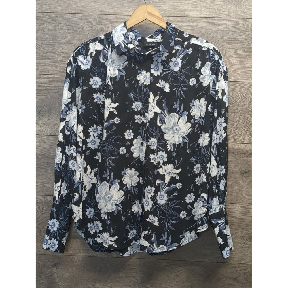 Who What Wear Loose Long Sleeve Floral Button Top Women's Medium